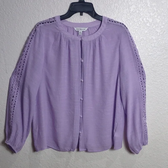 COUNTERPARTS Purple Button-Up Women's Top - Picture 3 of 15